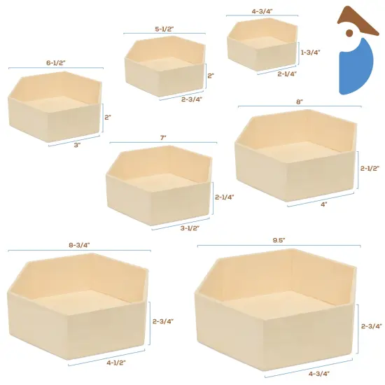 Wooden Hexagon Shelves with Backs, 7-set, for Crafts & DIY Dcor |Woodpeckers {7}
