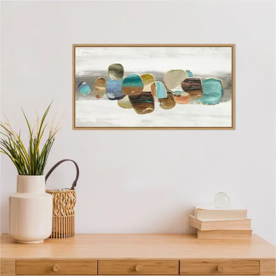 Glided Stones I by Tom Reeves Canvas Wall Art Print Framed Natural {5}