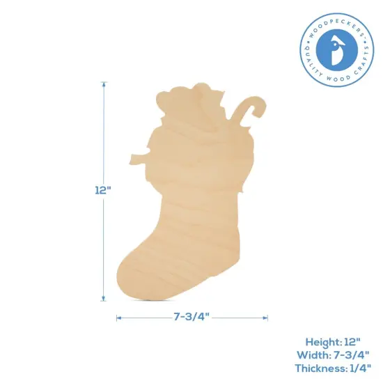 Stuffed Stocking Cutouts, Multiple Sizes Available, Unfinished Wood Christmas Decor/Craft | Woodpeckers {5}