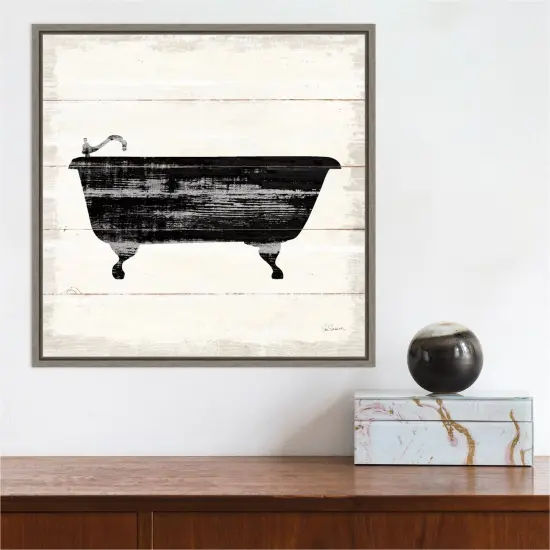 Shiplap Bath I by Sue Schlabach Canvas Art Framed Grey {4}