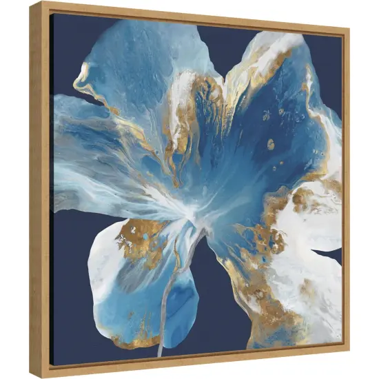Liquid Enigma I (Abstract Blue Flower) by Eva Watts Canvas Wall Art Print Framed Natural {2}