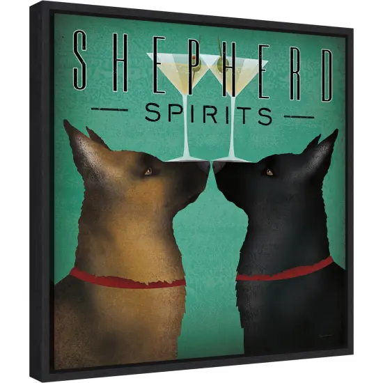 Double Shepherd Martini by Ryan Fowler Canvas Wall Art Print Framed Black {2}