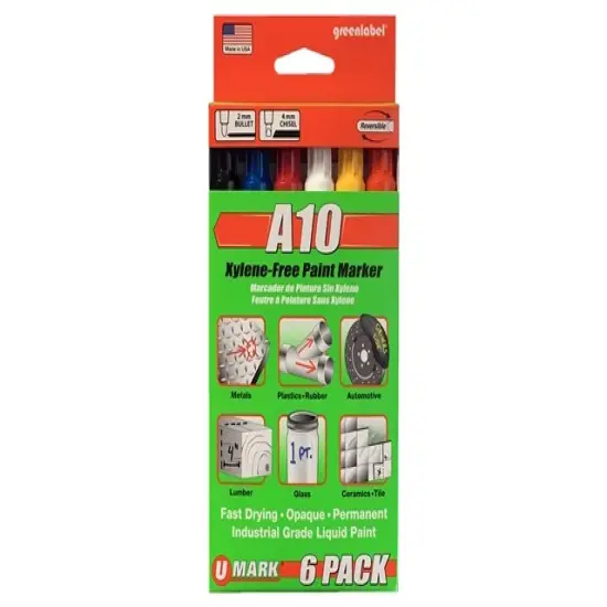 U-Mark A10 6 PACK BOX - 1 ea. Black, Blue, Red, White, Yellow and Orange {1}