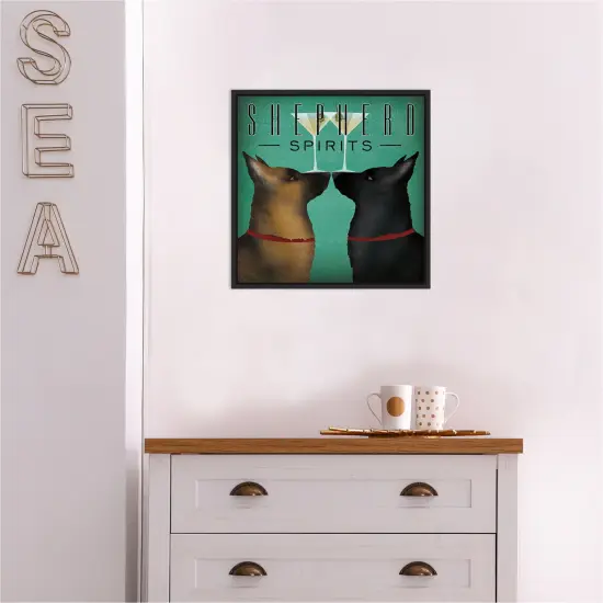 Double Shepherd Martini by Ryan Fowler Canvas Wall Art Print Framed Black {5}
