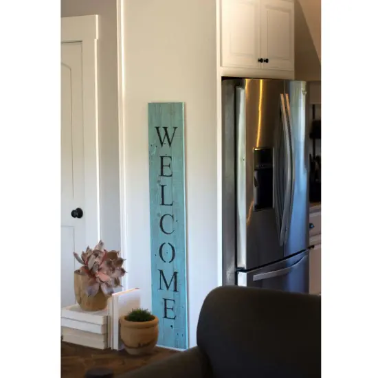 Rustic Farmhouse 5ft Vertical Front Porch Welcome Sign Blue {4}