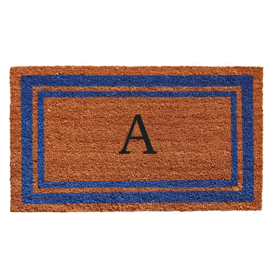 Blue Border Monogram Doormat {2}