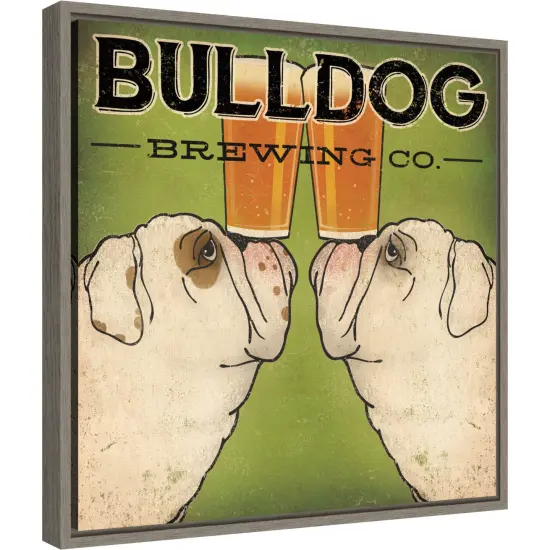 Bulldog Brewing by Ryan Fowler Canvas Wall Art Print Framed Grey {2}