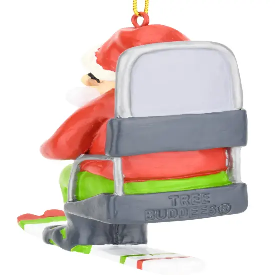 Skiing Santa on a Chairlift Christmas Ornament {4}