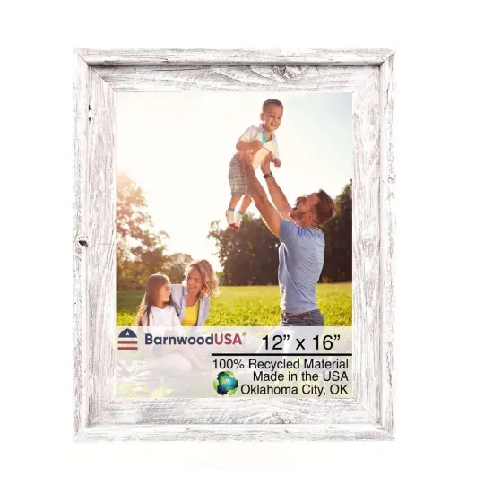 Rustic Farmhouse Signature Series 12 in. x 16 in. Reclaimed Wood Picture Frame White {1}