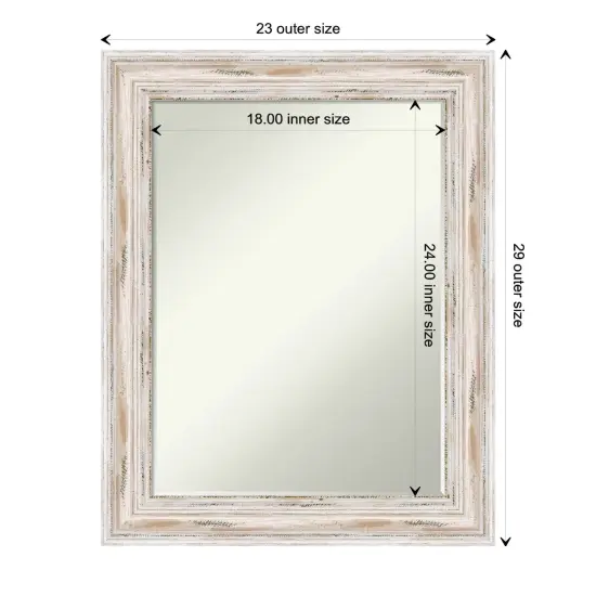 Petite Bevel Wood Wall Mirror, Alexandria Frame Alexandria White Wash {1}