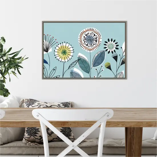Scandi Florals I by Isabelle Z 23-in. W x 16-in. H. Canvas Wall Art Print Framed in Grey {5}