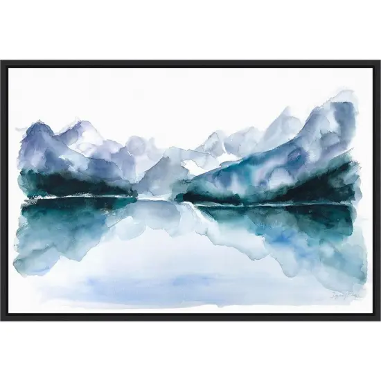 Resolute Mountains by Tiffany Blaise 23-in. W x 16-in. H. Canvas Wall Art Print Framed in Black {1}