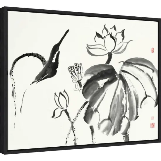 Lotus Study I by Nan Rae 24-in. W x 18-in. H. Canvas Wall Art Print Framed in Black {2}