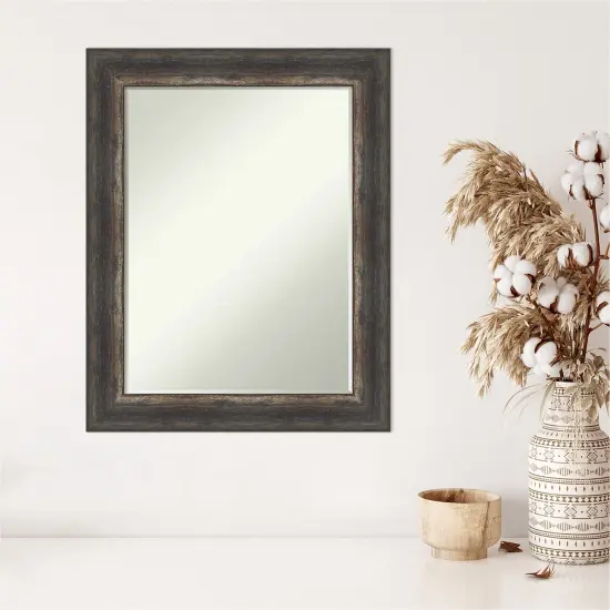 Petite Bevel Wall Mirror, Bark Rustic Char Frame {5}