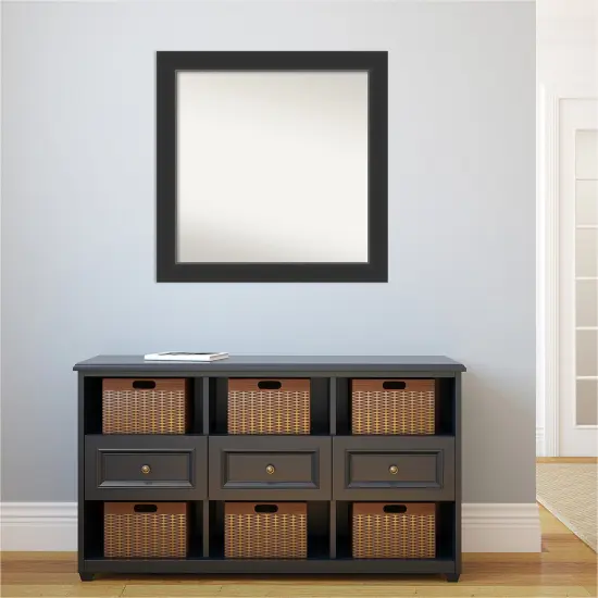 Amanti Art Non-Beveled Wood Wall Mirror, Corvino Black Frame {5}
