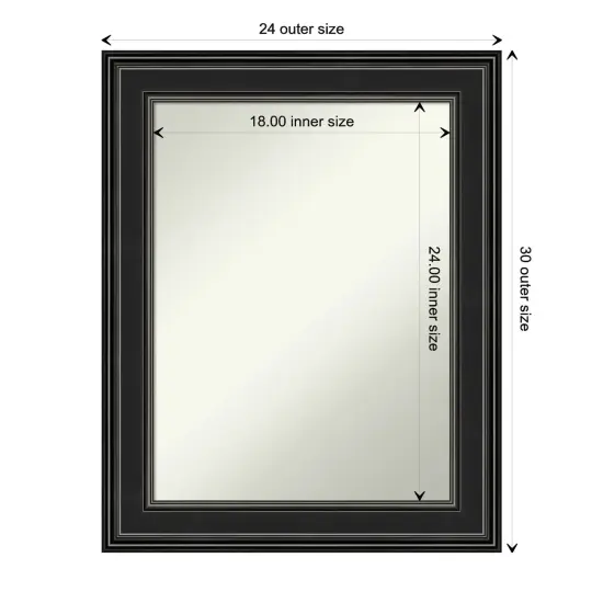 Amanti Art Non-Beveled Wall Mirror, Ridge Black Frame {1}