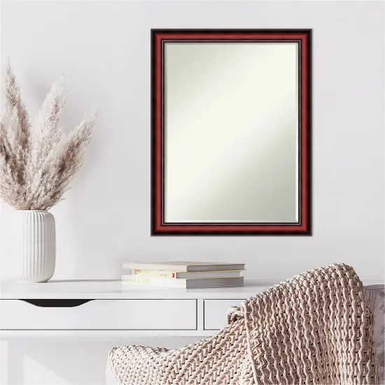 Petite Bevel Wood Wall Mirror, Rubino Cherry Scoop Frame {6}
