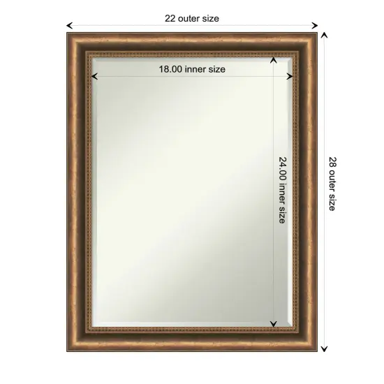 Petite Bevel Wood Wall Mirror, Manhattan Bronze Narrow Frame {1}