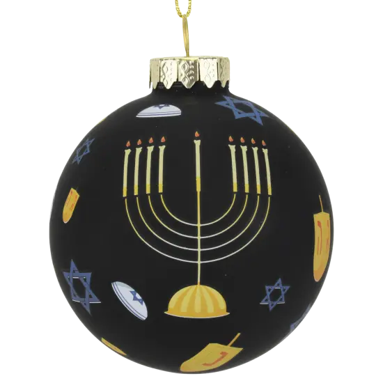 Hanukkah Jewish Glass Ornament Decoration {1}