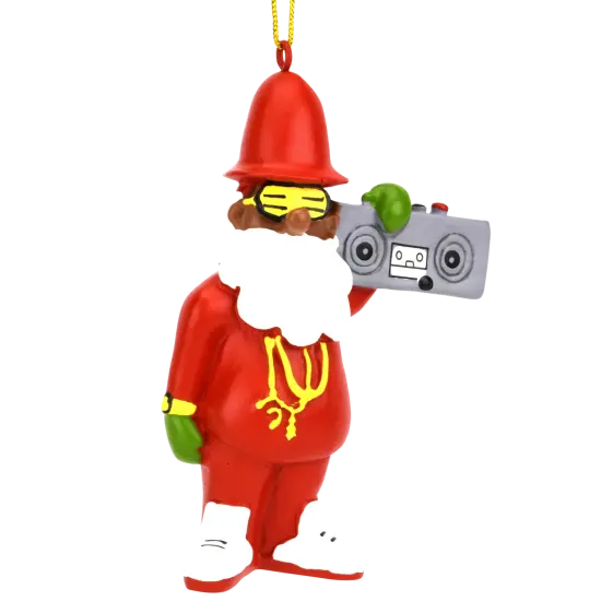 80's Hip Hop Dark Tone Santa Resin Christmas Ornament {5}