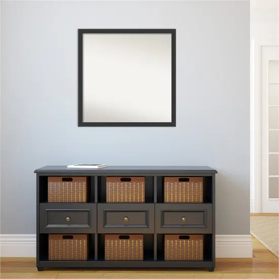 Amanti Art Non-Beveled Wood Wall Mirror, Mezzanotte Black Frame {5}