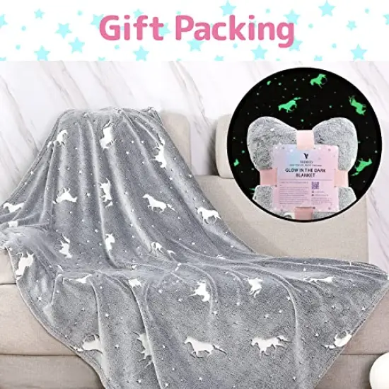 VUDECO Glow in The Dark Blanket for Kids 50 x 60 inches Grey {2}