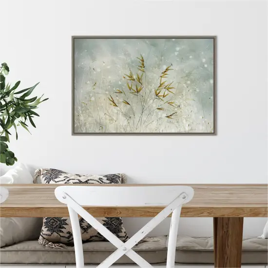 Wintertime Leaves by Nel Talen 23-in. W x 16-in. H. Canvas Wall Art Print Framed in Grey {5}