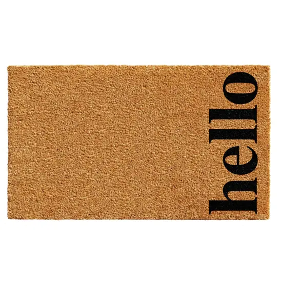 Vertical Hello Doormat, Natural/Black {1}