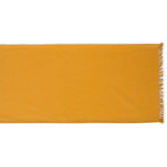DII Solid Pumpkin Spice Heavyweight Fringed Table Runner 14x108 {2}
