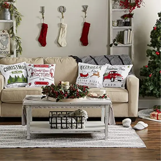 DII Asst Christmas Prints Pillow Cover 18x18 inches (Set of 4) {4}