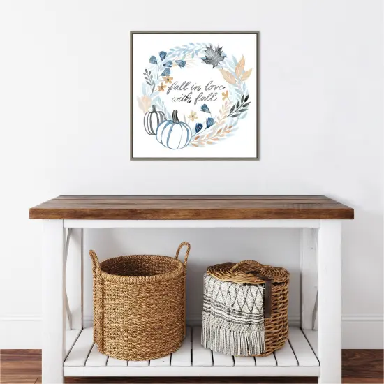 Azure Autumn I by Grace Popp 22-in. W x 22-in. H. Canvas Wall Art Print Framed in Grey {5}