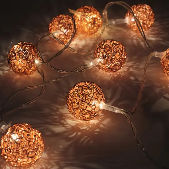 Perfect Holiday 8 LED String Light With Rose Gold Metal Ball - Warm White {2}
