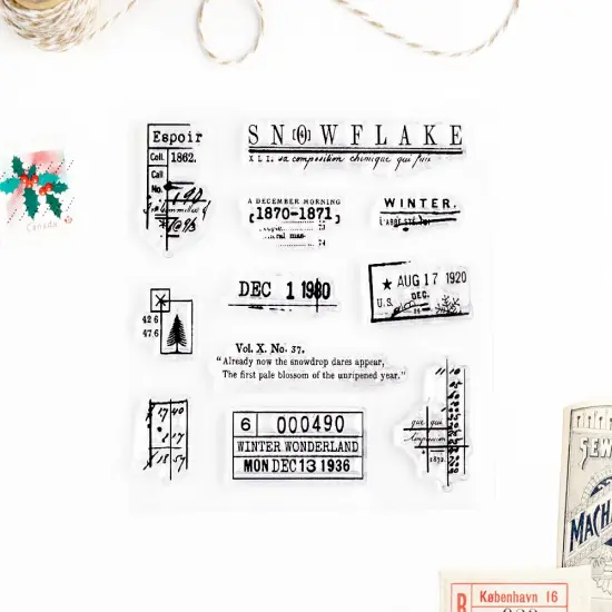 Winter Vintage Small Clear Stamps 4x4 inch by Wintertime Crafts {2}