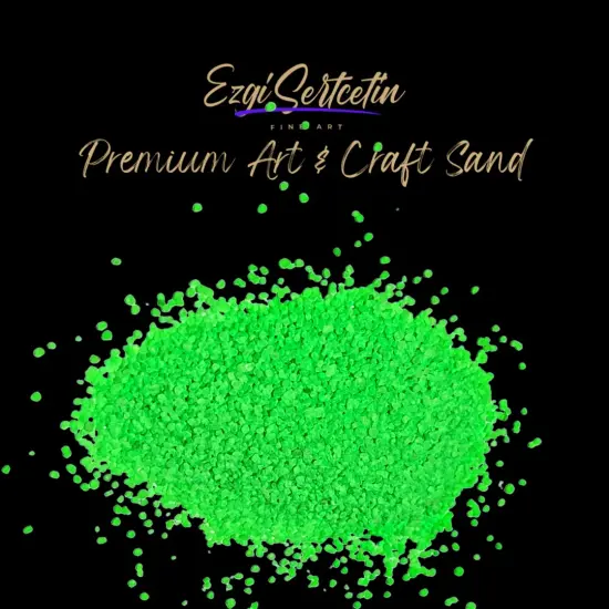 Premium Art Sand|Craft Sand|Unique Metallic-Neon Colors|Excellent Quartz Sand|10 oz|Excellent for Artwork|DIY|Sand Painting|Wedding Decoration|Vaze Filling|Ezgi Sertcetin Neon green {1}