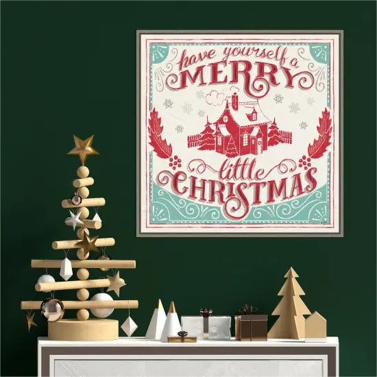 Merry Little Christmas V by Janelle Penner 22-in. W x 22-in. H. Canvas Wall Art Print Framed in Grey {4}