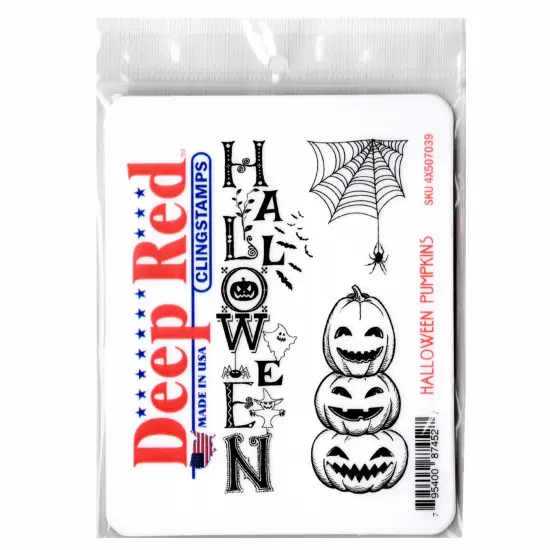 Deep Red Stamps Halloween Pumpkins Rubber Cling Stamp 2.1 x 4.2 inches {2}