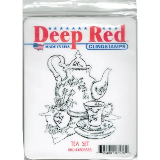 Deep Red Stamps Tea Set Rubber Stamp 2.9 x 3.1 inches {2}
