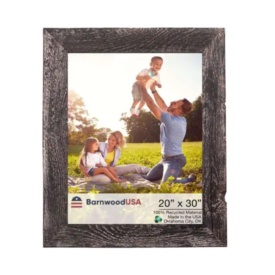 Rustic Farmhouse 20 in. x 30 in. Reclaimed Wood Picture Frame Black {1}