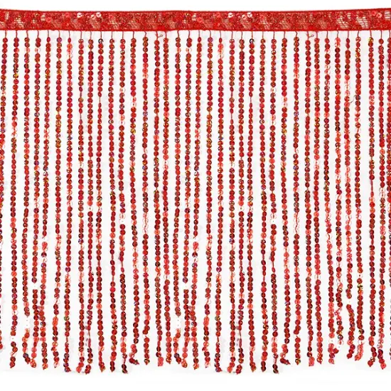 5 Yards of 17 3/4" Glitzy Slung Sequin Fringe Trim Red {1}