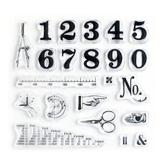 Vintage Numbers Small Clear Stamp Set 4x4 inch by Wintertime Crafts {1}