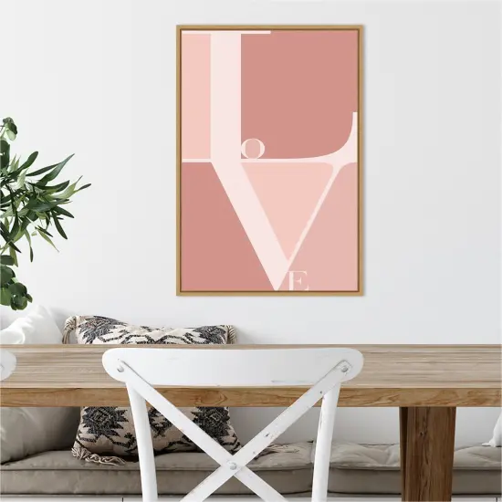 Love by Typelike 16-in. W x 23-in. H. Canvas Wall Art Print Framed in Natural {4}