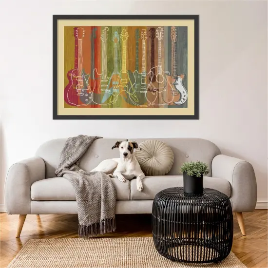 Guitar Heritage by M.J. Lew Wood Framed Wall Art Print 42 in. W x 30 in. H {5}