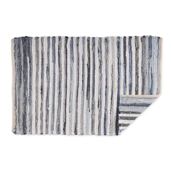 DII Stonewash Blue & White 2-Tone Ribbed Table Runner {3}