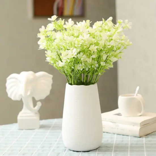 Grand Verde Myosotis Artificial Flowers Real Touch Plastic Faux Bouquets Fake Floral Greenery Stems - 10pcs Bulk White {5}