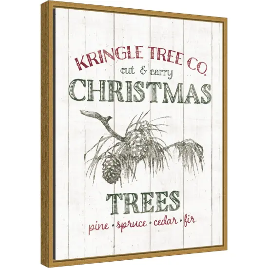 Christmas Tree Farm Sign by Wild Apple Portfolio Canvas Wall Art Print Framed Gold {1}