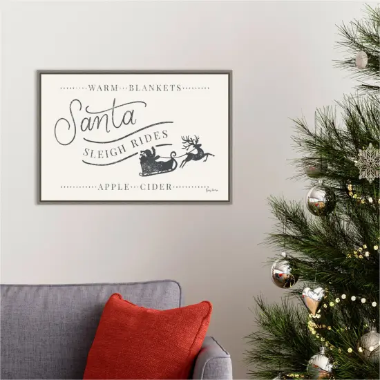 Vintage Christmas VI by Becky Thorns 23-in. W x 16-in. H. Canvas Wall Art Print Framed in Grey {4}