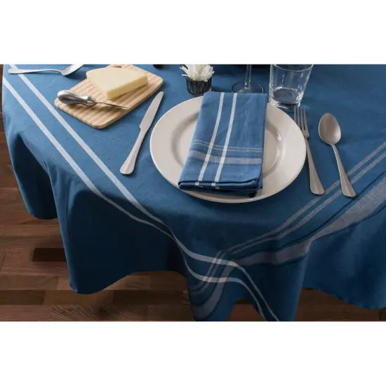 DII Blue French Chambray Tablecloth 70 Round {3}