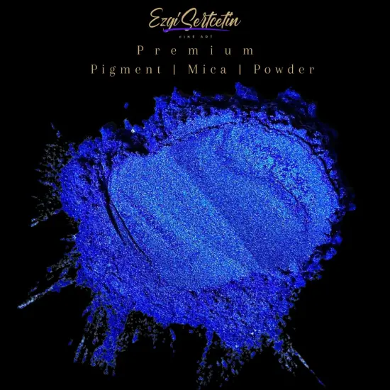 Premium Pigment Powder 50g | Authentic Unique & Bright Pearlescent Metallic and Neon Colors | Especially Formulated for Artwork, Resin, Slime, Plasticine and more by Ezgi Sertcetin Sapphire blue {1}