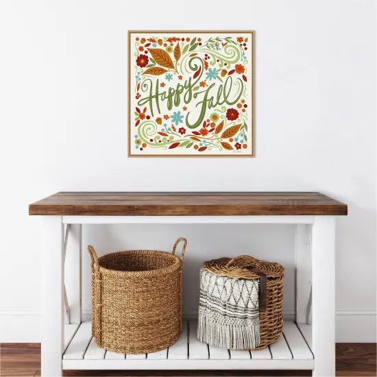 Happy Fall I by Anne Tavoletti 22-in. W x 22-in. H. Canvas Wall Art Print Framed in Natural {5}