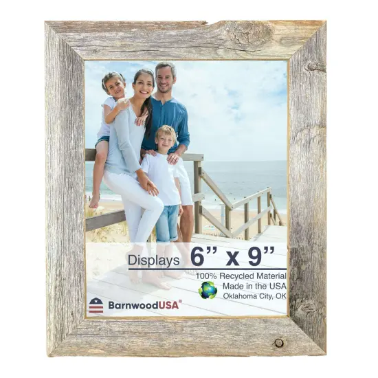 Rustic Farmhouse Standard 6 in. x 9 in. Tabletop Reclaimed Wood Picture Frame Black {7}